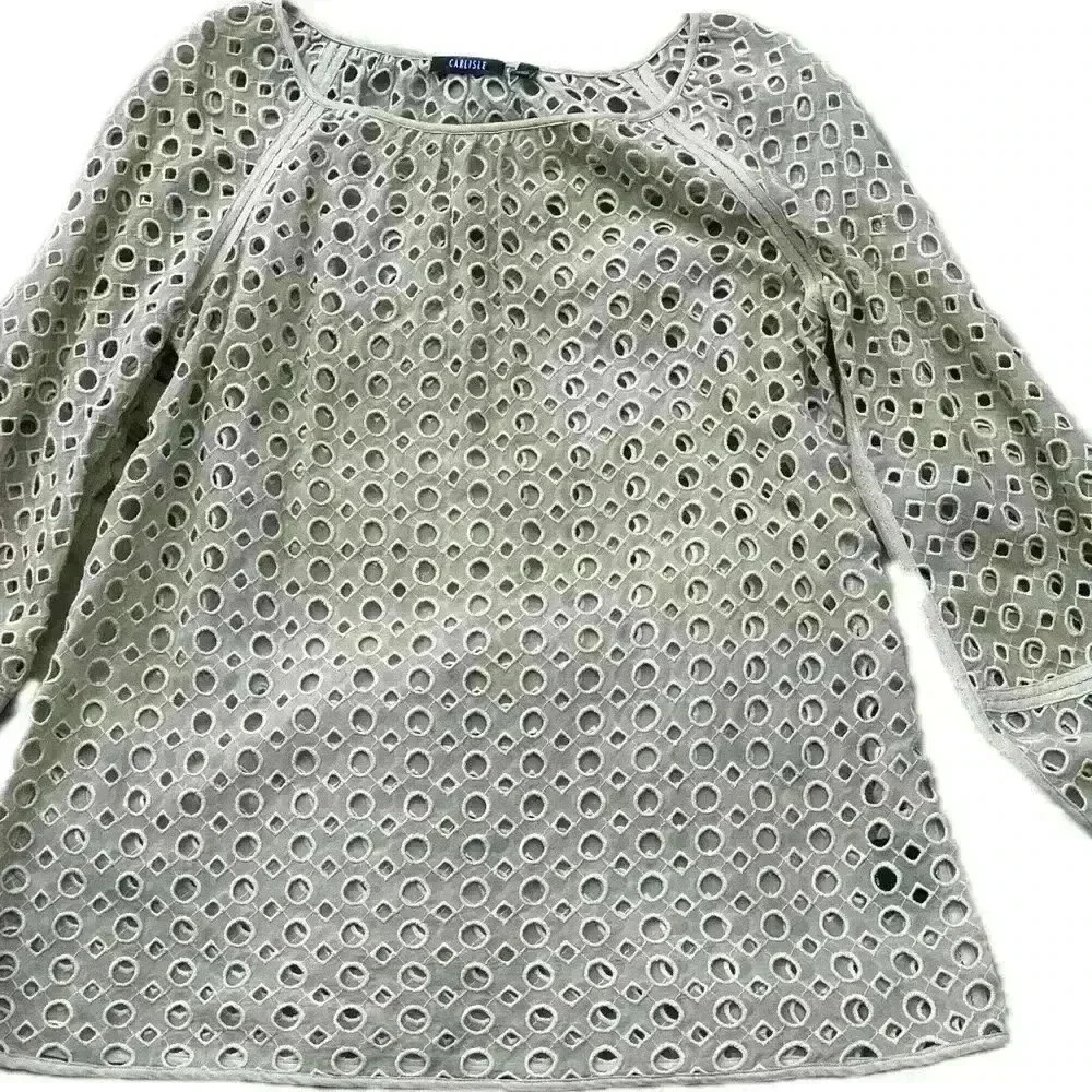 Carlisle tan eye lit long sleeve top size 10 neutral color